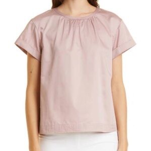 Club Monaco Blush Pink gathered neck cotton top